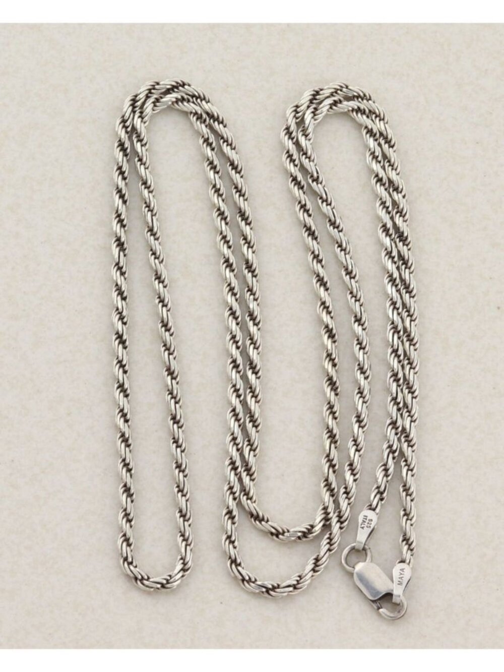 Sterling Silver Rope Chain Necklace 24 1/2" inch  Women or Men's